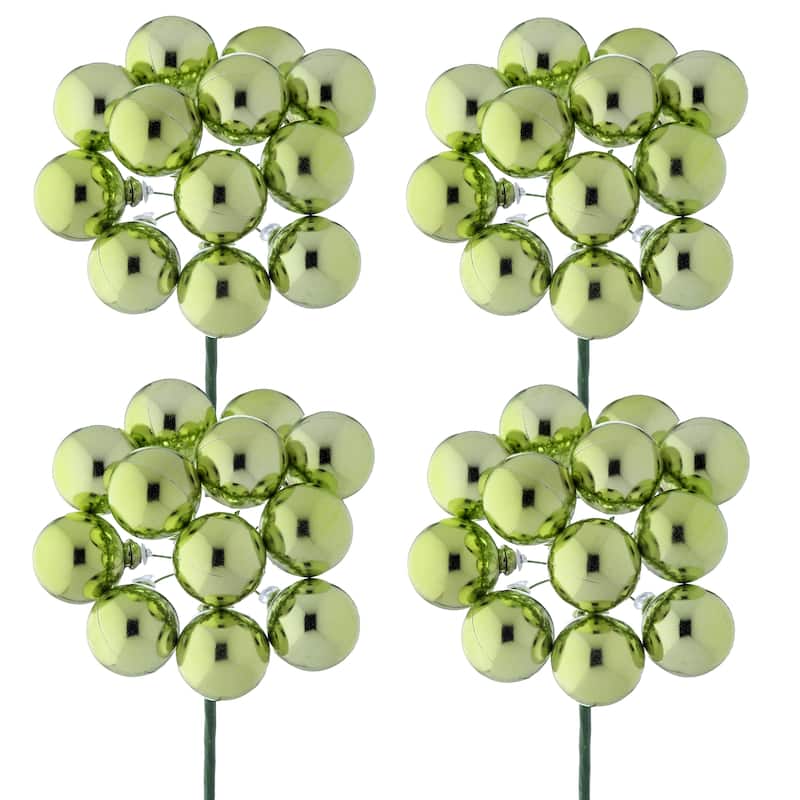 30mm Shatterproof Plastic 12 Bunch Shiney Stemball Set of 4