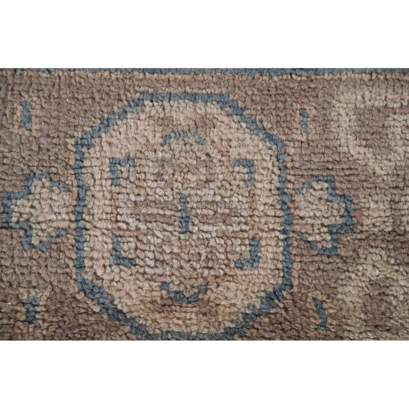 Geometric Oushak Style Area Rug Hand-knotted Wool Carpet - 8'10"x 12'0"