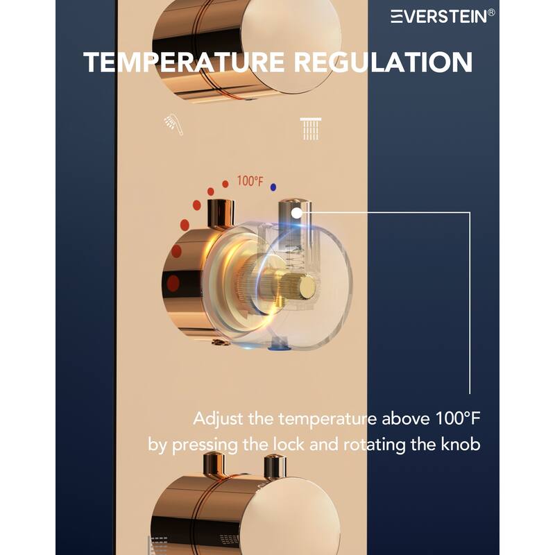 64-Color LED Mood Lighting Thermostatic Shower Faucet System with 12" Rain Shower Head , Body Jet and Handheld Spray