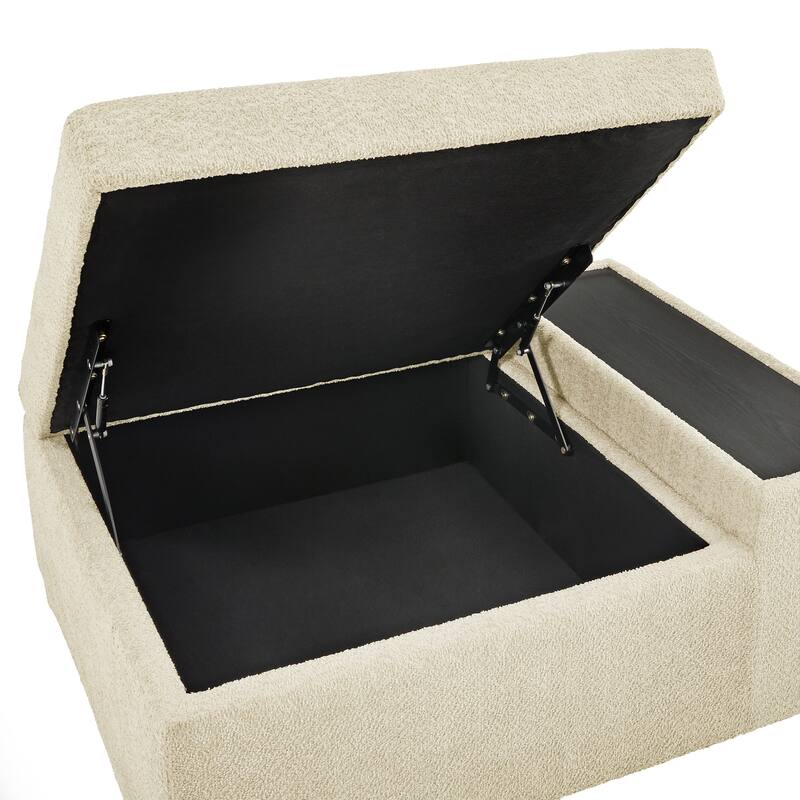 Sebastopol Boucle Fabric Storage Ottoman With Table and Casters by iNSPIRE Q Modern