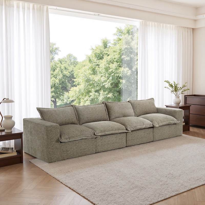 No Assembly Chenille Modular Sectional Sofa Comfy Cloud Couch