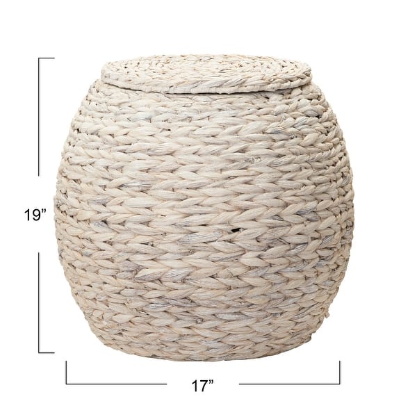 dimension image slide 0 of 7, Household Essentials Handwoven Barrel Wicker Storage Basket Side Table - 17.0"L x 17.0"W x 19.0"H