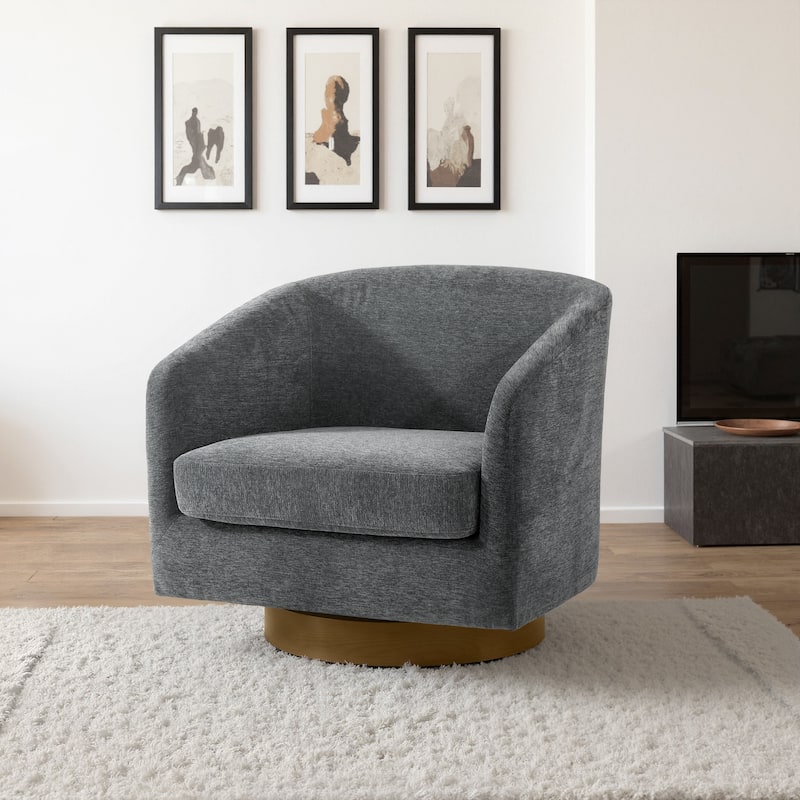 Faux Leather Wide Seat Swivel Barrel Chair