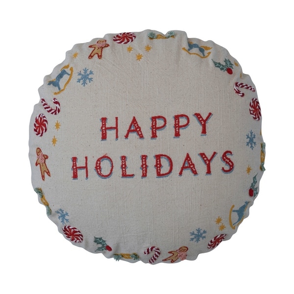 slide 2 of 3, Cotton Slub Printed Pillow with Embroidery Multi