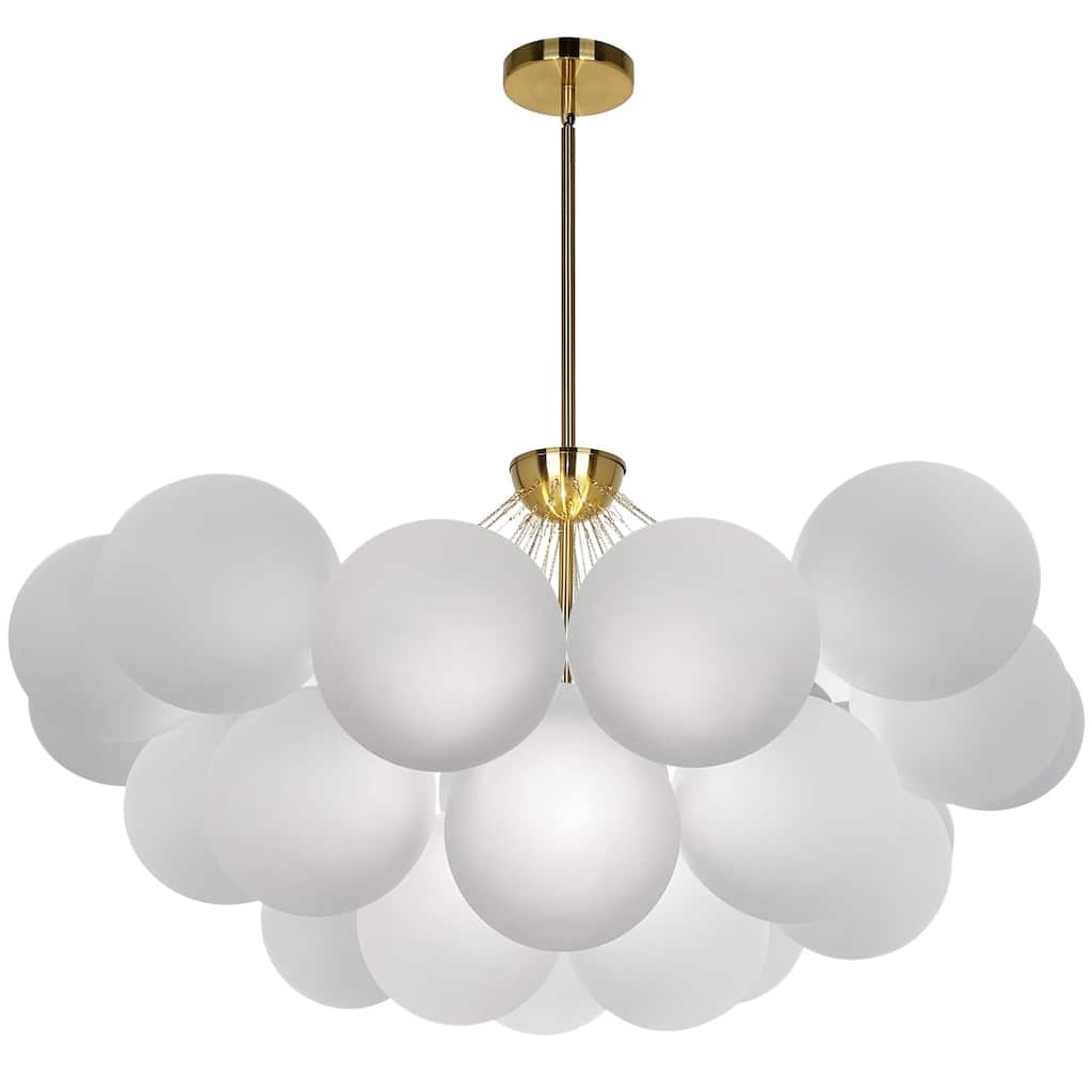 8 Light Chandelier - Polished Chrome & Frosted Glass - Modern Ceiling Light Fixture - 12