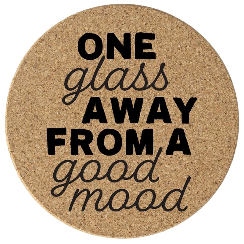 Good Mood 4 Pack Absorbent Cork Coaster Made in The USA 4" Round - Multi