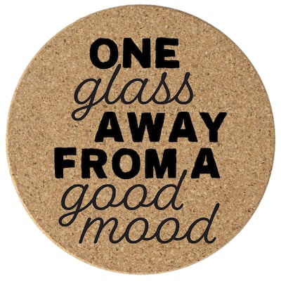 Good Mood 4 Pack Absorbent Cork Coaster Made in The USA 4" Round