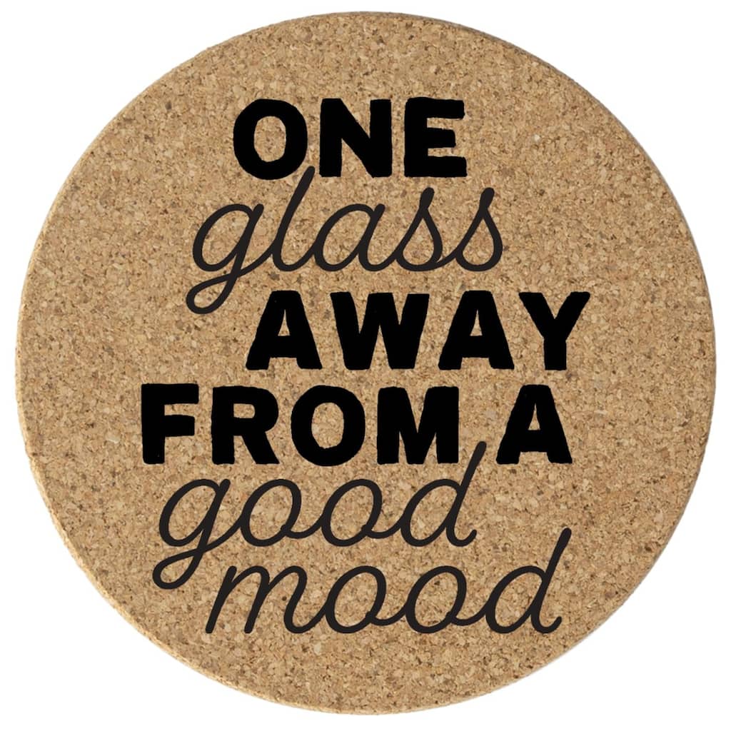 Good Mood 4 Pack Absorbent Cork Coaster Made in The USA 4" Round