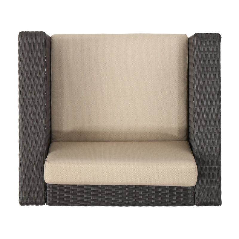 Puerta Outdoor 4-piece Wicker Chair Set with Square Firepit by Christopher Knight Home