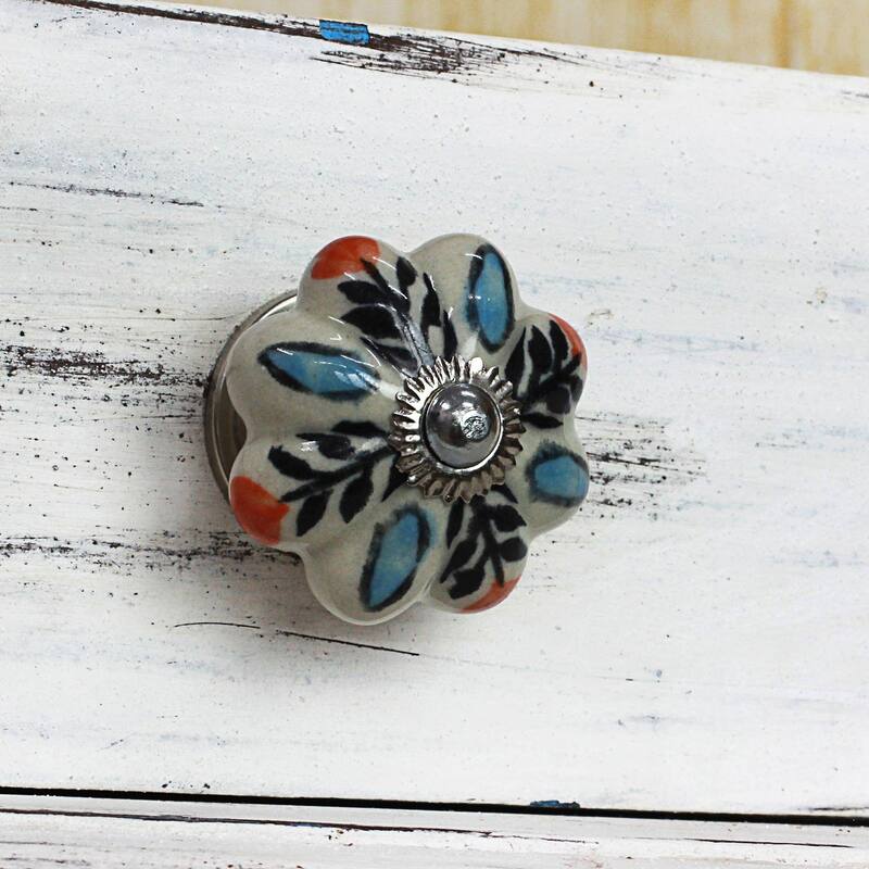 Novica Handmade Multicolored Flower Harmony Ceramic Cabinet Knobs (Set Of 6)