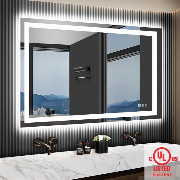 TOOLKISS Anti fog Frameless Dimmable Mirror with Backlit and Front Lighting On Sale Bed Bath Beyond 36176331