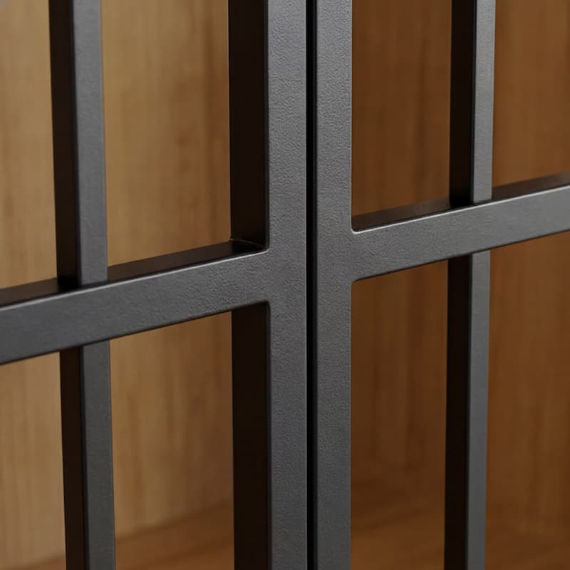 47.2" Wooden Dog Crate Furniture, Large Indoor Dog Kennel with Metal Doors, Solid Pine Wood Pet Crate End Table for Large Dogs