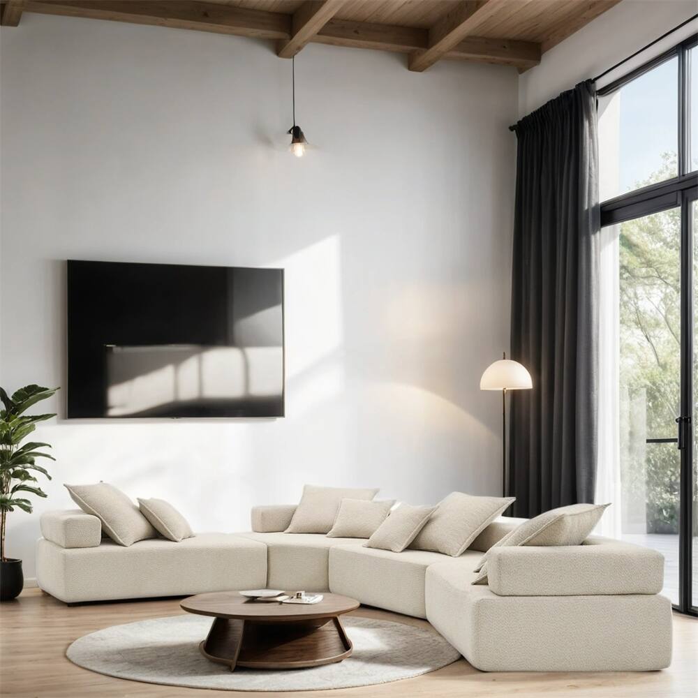 156" 4 PC Modular U Shaped Boucle Sectional Sofa for Living Room