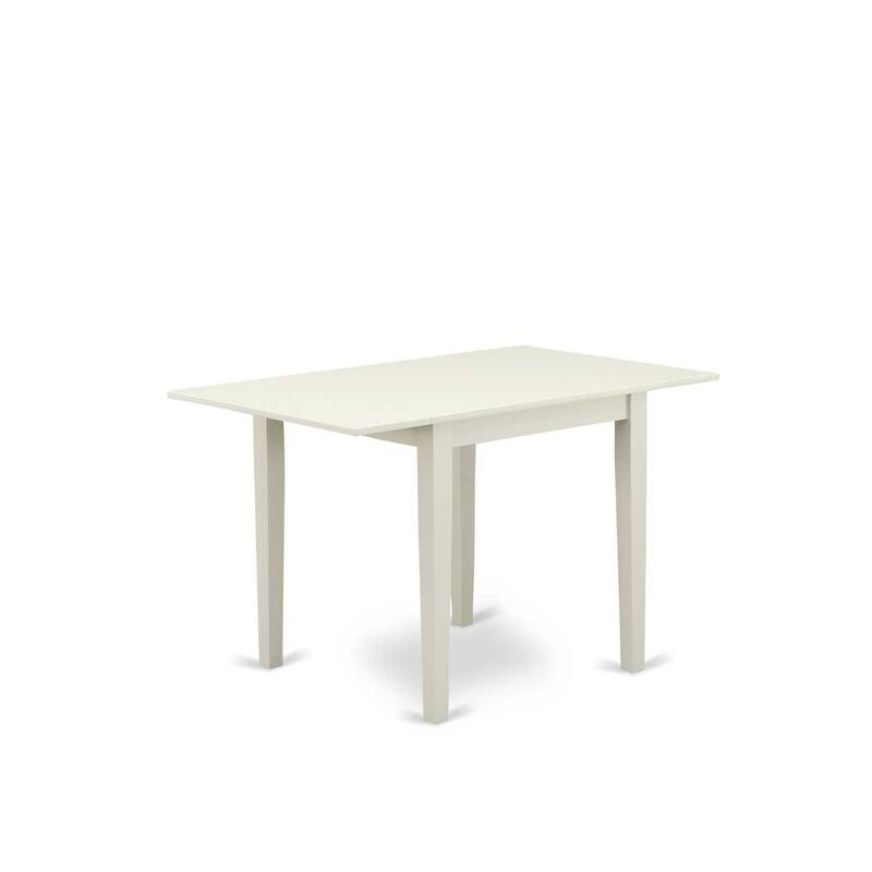 5-Piece Linen White Finish Solid Wood Top - Rectangular Upholstered Dining Room Set - Seats 4