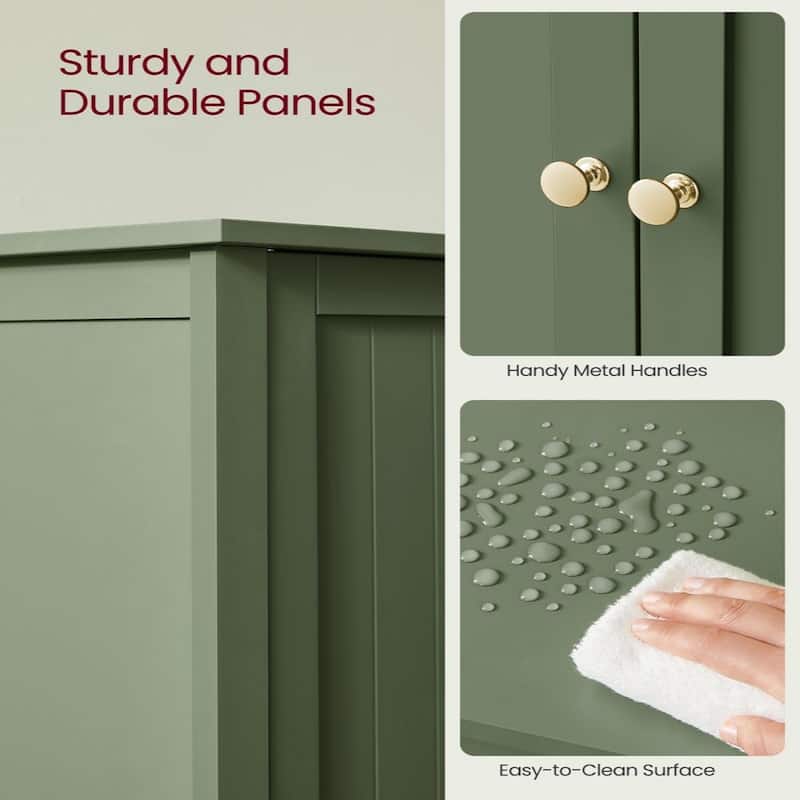 Modern Forest Green Storage Cabinet for Bathroom Adjustable Shelves and Space-Saving Design - 11.8”D x 23.6”W x 31.5”H
