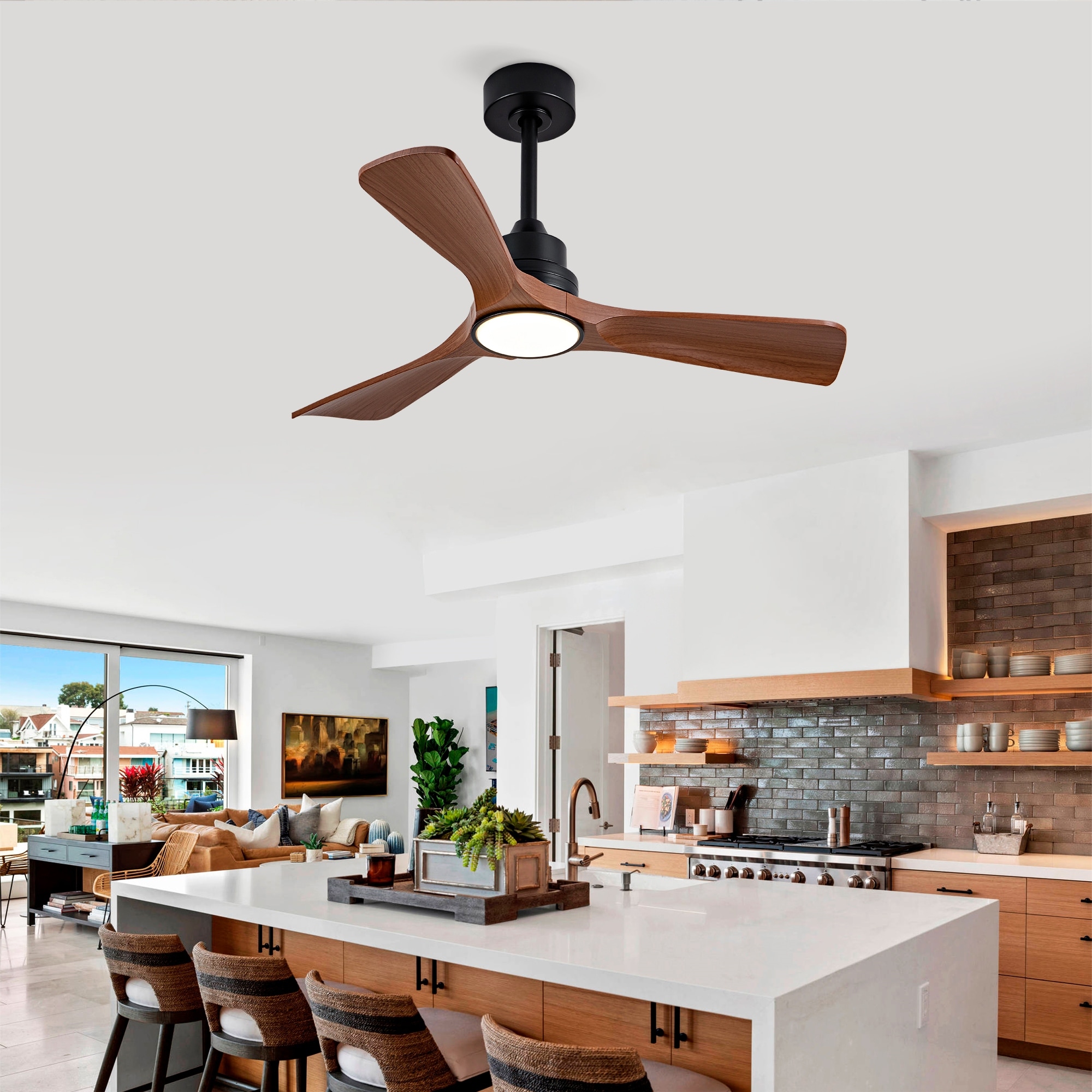 42 Inch Ceiling Fan With Light 3 ABS Blades Remote Control