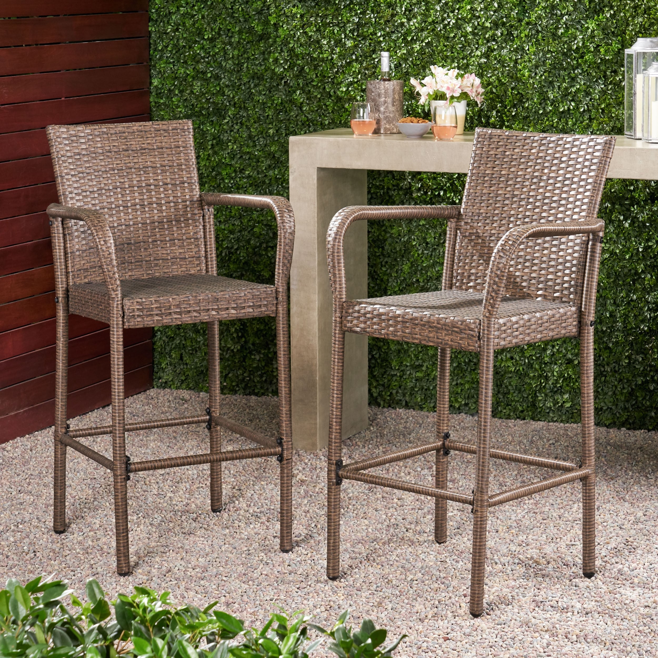 Woven outdoor bar discount stools