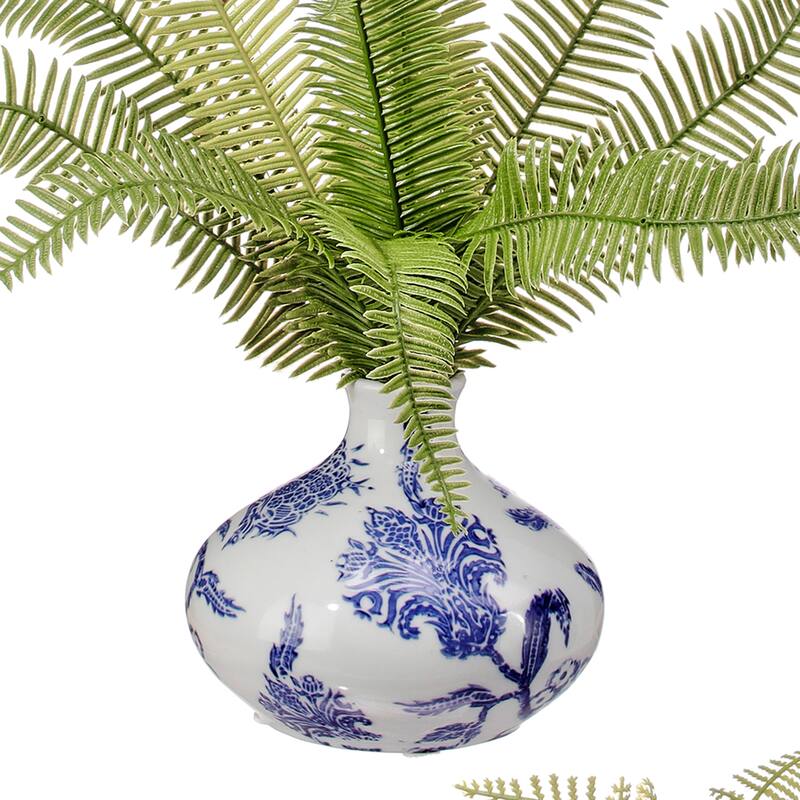 Plastic Natural Touch Fern In Ceramic Bud Vase 11.5" Set of 2