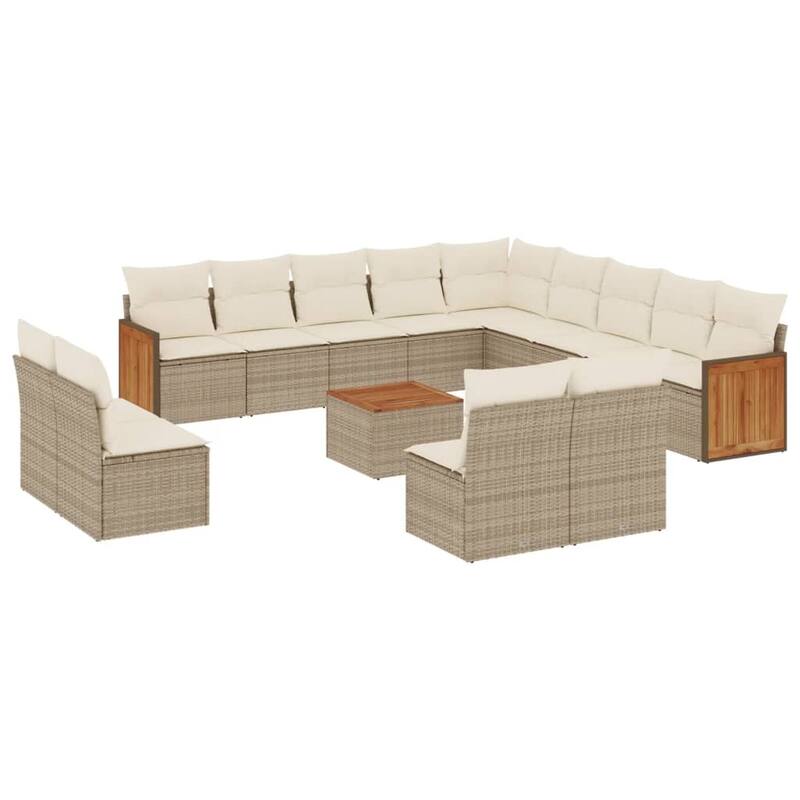vidaXL Patio Sofa Set with Cushions Outdoor Seating Furniture Poly Rattan