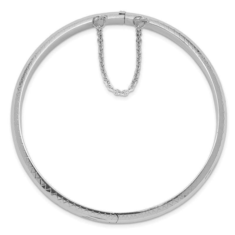 Curata 925 Sterling Silver 7.5" 7mm Textured Floral Hinged Bangle Bracelet