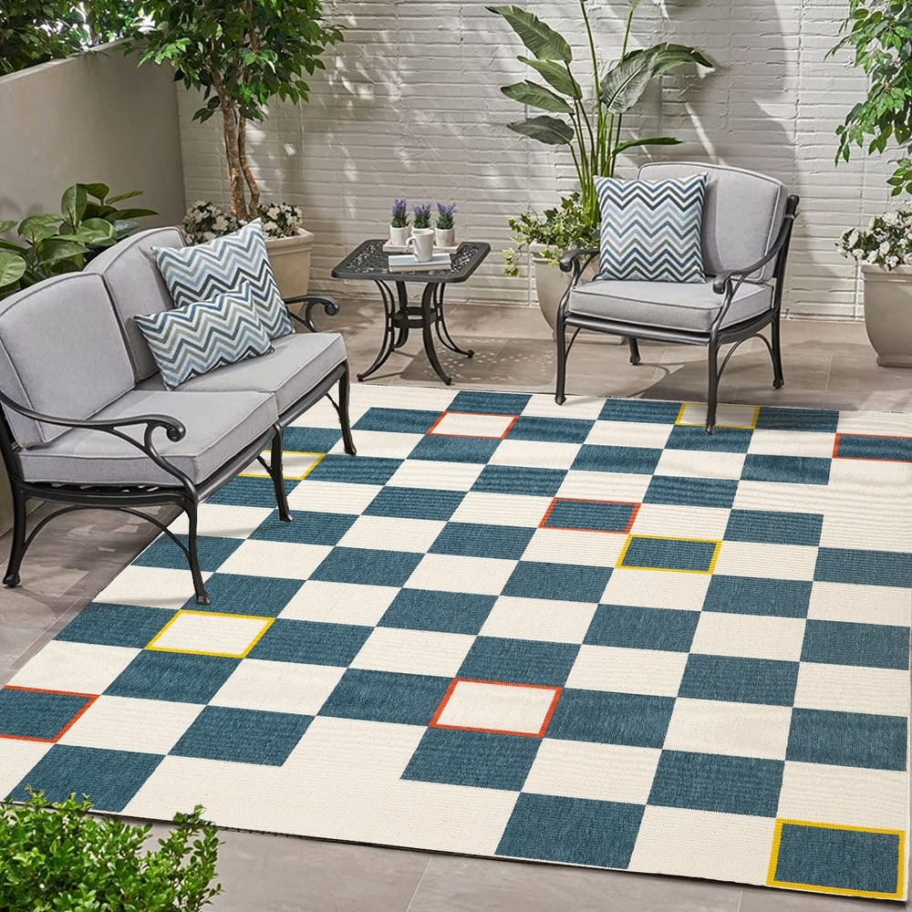 Maria Bohemian Checkered Performance Indoor/Outdoor Area Rug by Sevita