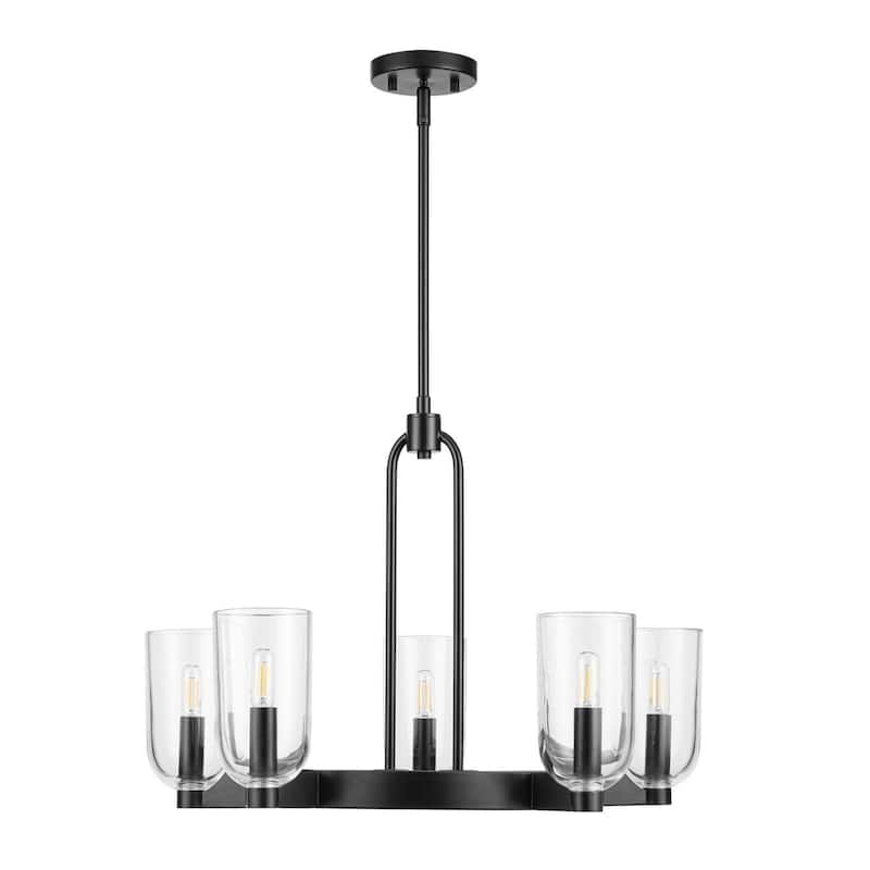 Prominence Home Hansley 5-Light Matte Black Chandelier with Clear Glass - 25.5
