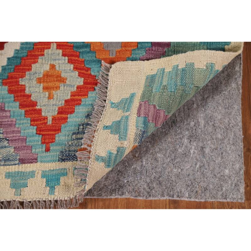 Multicolor Kilim Accent Oriental Area Rug Hand-Woven Wool Carpet - 3'4"x 4'10"
