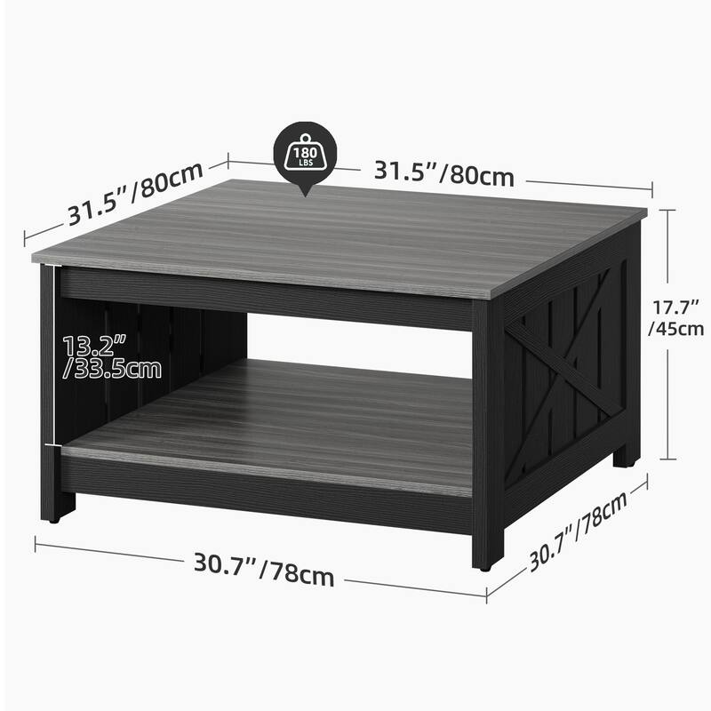 Moasis Farmhouse Coffee Table with Storage for Living Room Square Center Table