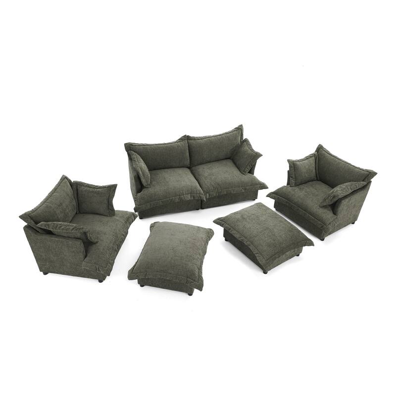 6 Piece Oversized Chenille Comfy Cloud Modular Sectional Sofa Set