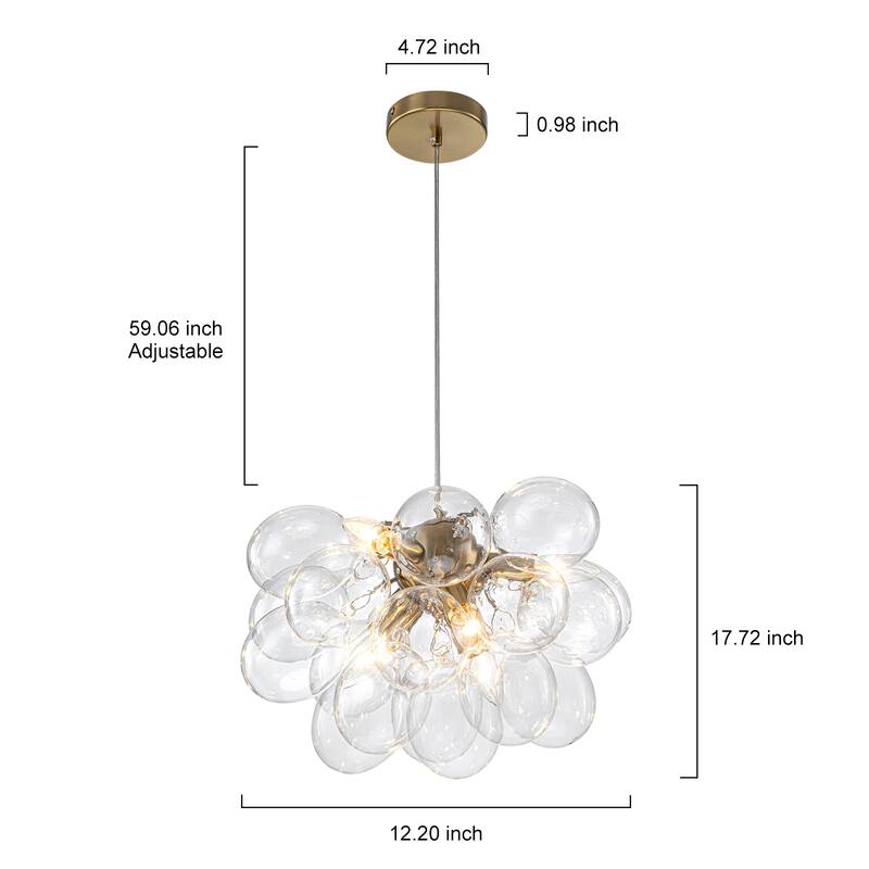 Starsky 6- Light 12in. Modern Glam Glass Bubble Chandelier with 19 Glass Bubbles