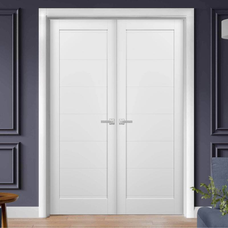 French Double Panel Doors Hardware / Quadro 4115 White Silk