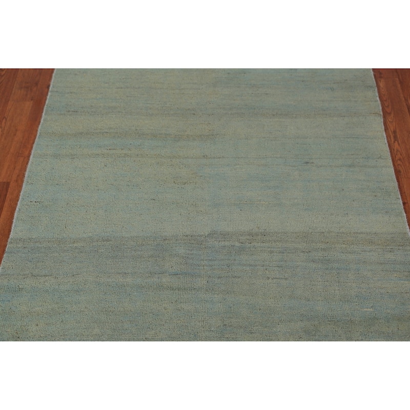 Green & Blue Modern Gabbeh Oriental Area Rug Handmade Wool Carpet - 3'9" x 5'11"