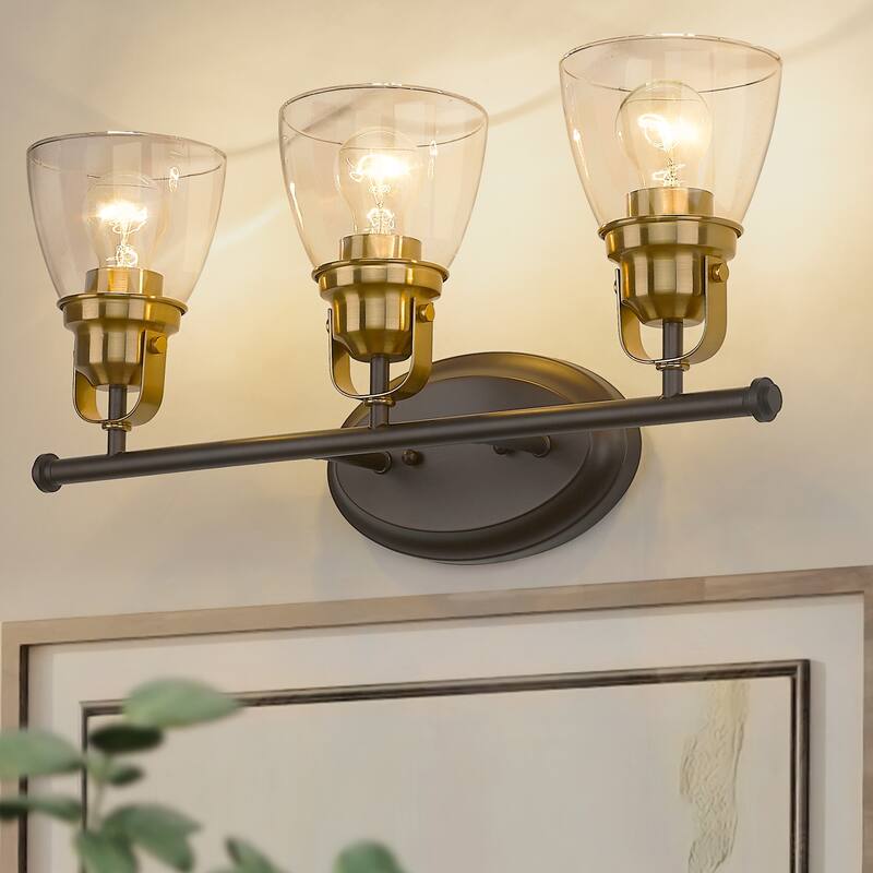 3-Light Vanity Lights,Oil Rubbed Bronze Finish - 21.4"L x 7.1"W x 10.8"H