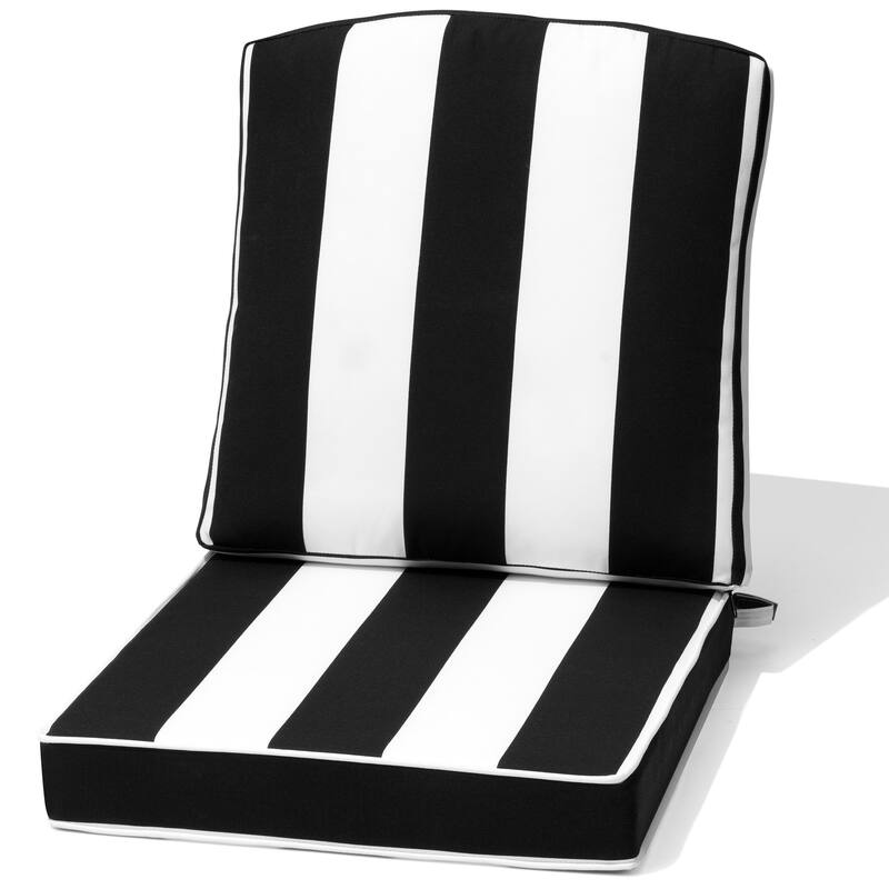 22''D x 21''W x 3.5''T Patio Fabric Outdoor Seat Cushions Set (Seat & Back) - Black&White - 1PC
