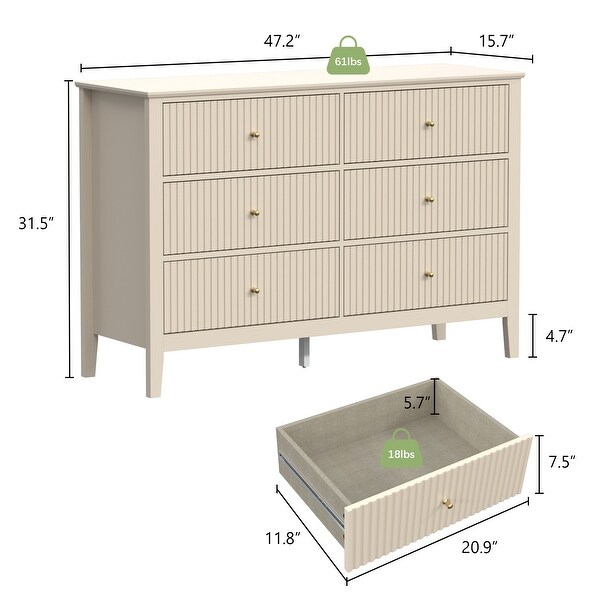 6 Drawer 47 In. Wide Chest Of Drawers - Bed Bath & Beyond - 41517745