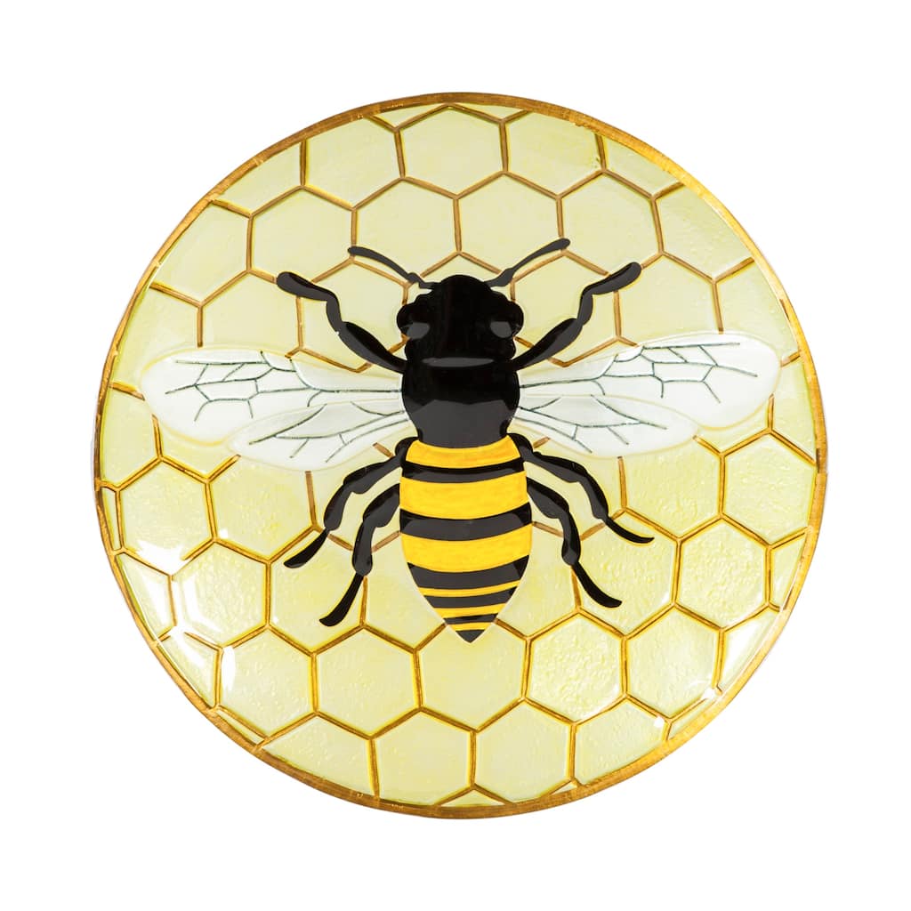 18 in. Bee Glass Bird Bath