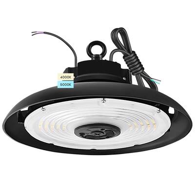 Luxrite 100/120/150W UFO LED High Bay Light, 22000 Lumens, 2 CCT 4000K 5000K, 5FT Hardwire Cable, IP65, UL