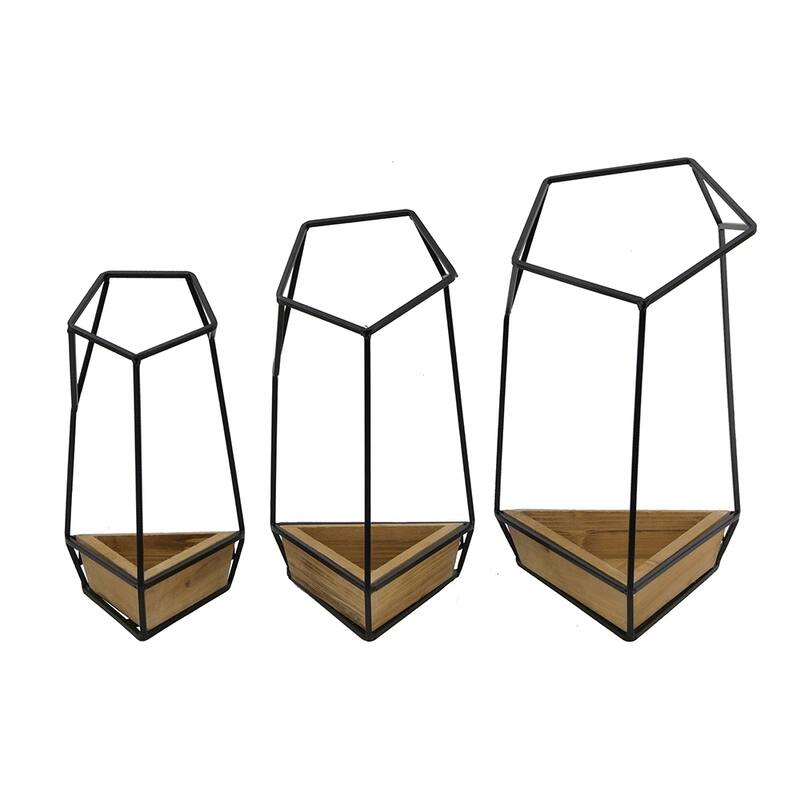 Set of 3 Felix Wall Planter, L:10x10x16.5" M:8.5x8.5x15.5" S:7x7x13.5"
