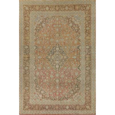 Traditional Kashan Vintage Persian Area Rug Handmade Wool Carpet - 9'3" x 13'0"