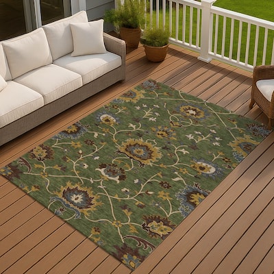 Machine Washable Indoor/ Outdoor Traditional Luna Chantille Rug