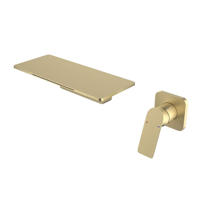 YASINU Waterfall Bathroom Sink Faucet 1- Handle Wall Mount Lavatory Faucet - Brushed Gold