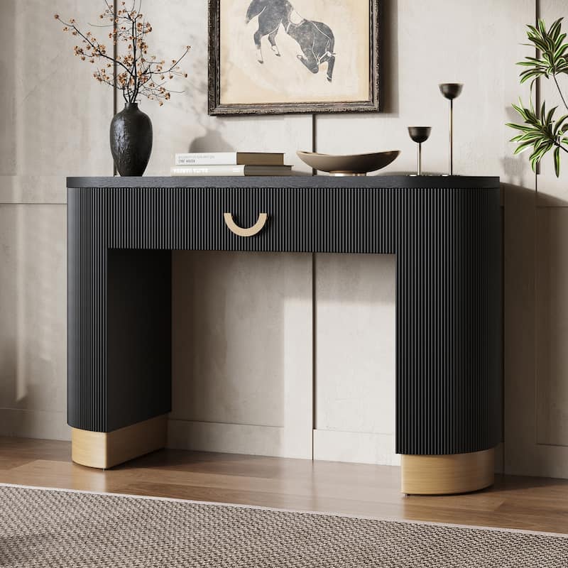 Christopher Knight Home- Thorne Vertical Ribbed MDF Console Table - Black