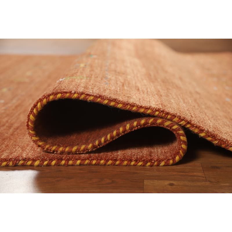 Hand Knotted Oriental 100% Wool Carpet Tribal Animal Pictorial Oranges & Rust Gabbeh Area Rug - 7' 6'' X 5' 1''