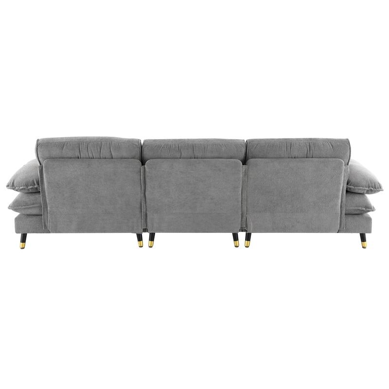106" L-Shaped 4 Seater Convertible Sectional Sofa with Movable Ottoman, Adjustable Two-Tone Legs for Living Room