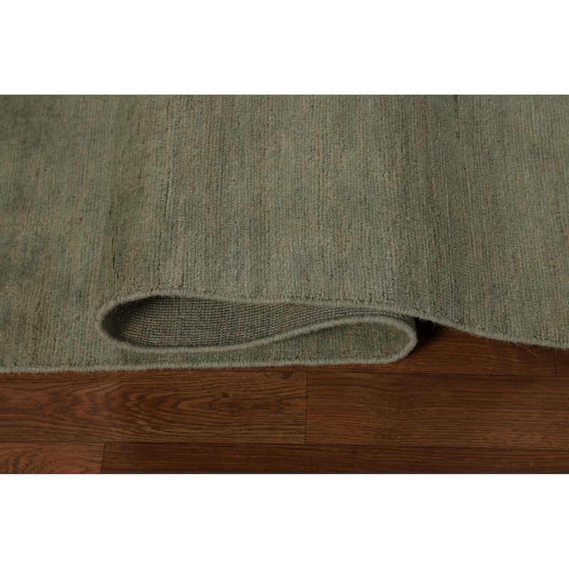 Modern Gabbeh Oriental Rug Handmade Green Wool Carpet - 4'11" x 6'5"