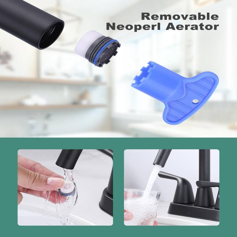 WOWOW 4 in. Centerset Double Handle Bathroom Faucet