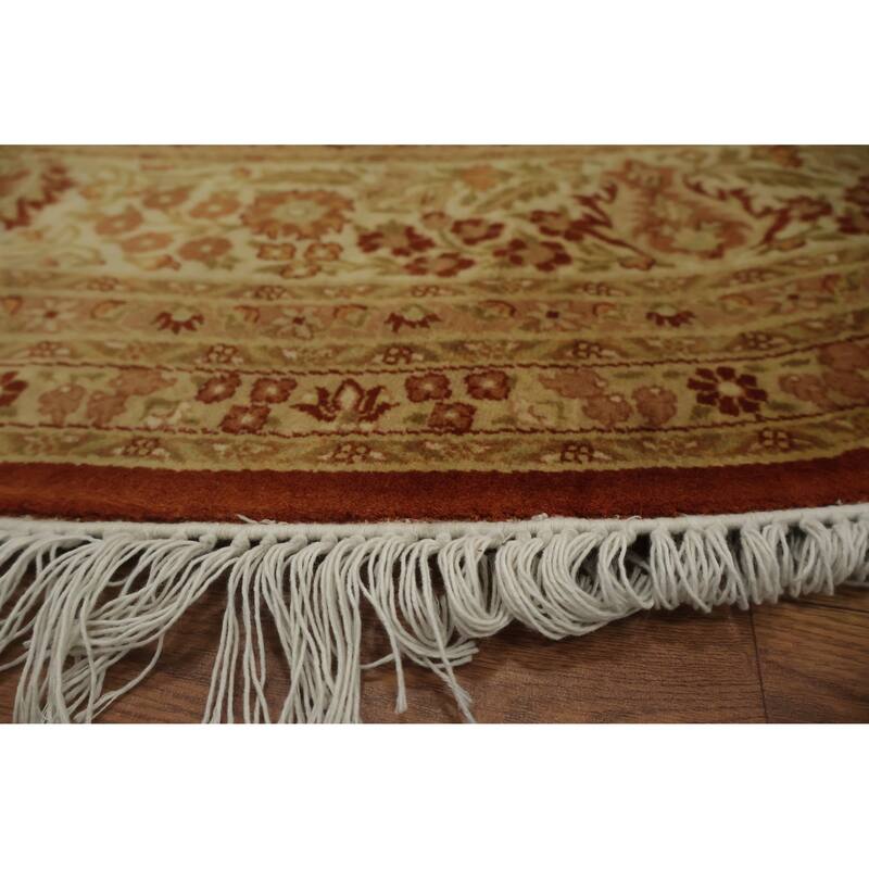 Hand Knotted Oriental 100% Wool Carpet Traditional Floral Oranges & Rust Tabriz Area Rug - 8' 0'' X 8' 0''
