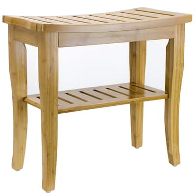 Sorbus Bamboo Shower Bench/Stool Wood Storage & Seating for Bathroom