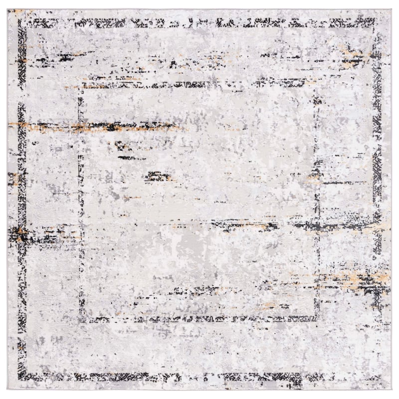 SAFAVIEH Amelia Temma Abstract Distressed Rug - 6'7" Square - Grey/Gold