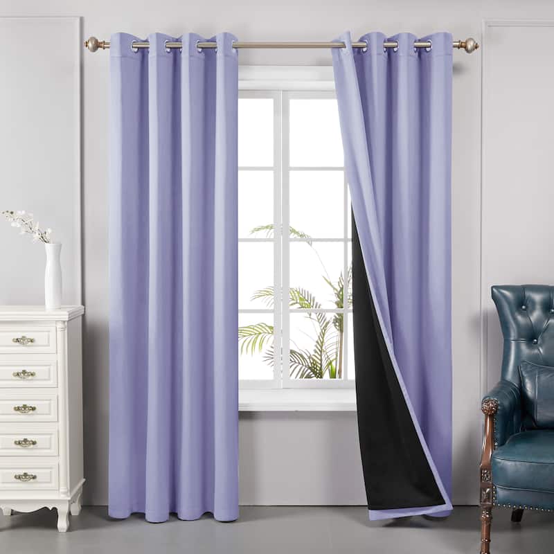 Deconovo 100 Percent Blackout with Liner Grommet Curtain (2 Panel) - W52 x L45 - Light Purple